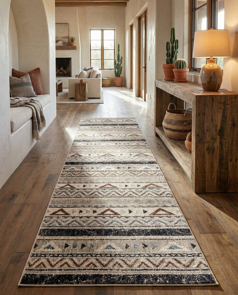 Desert Modern Eco Rug Series Collection Area Rug -  Arches Runner Gray  lifestyle 50