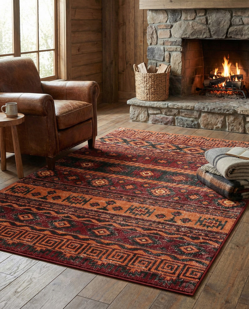 Geneva Terrace Collection Area Rug - Montreux Rectangle Rust Red  lifestyle 17