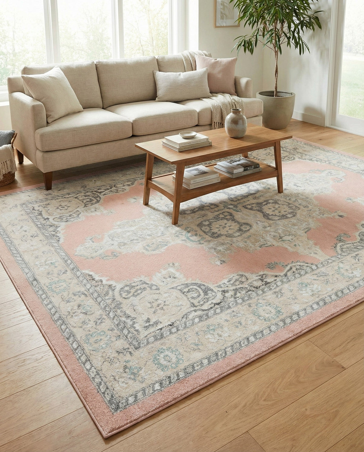 Beverly Grove Collection Area Rug -  Fairfax (Rose) Rectangle Rose  lifestyle 14