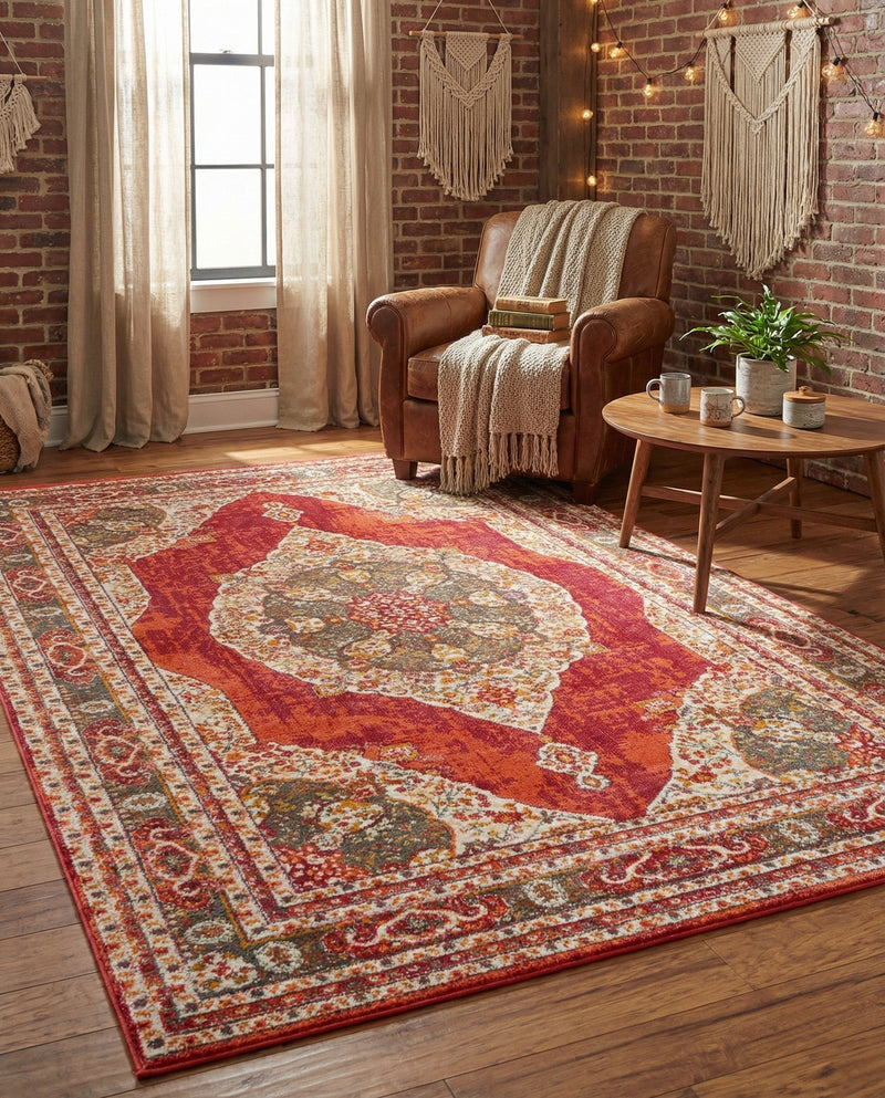 Caribbean Breeze Collection Area Rug -  Windward Rectangle Red  lifestyle 63