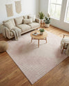 Seychelles Stripes Collection Area Rug - Mahe (Pink) Square Pink  lifestyle 47