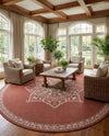 Patio Heritage Collection Area Rug -  Charleston (Rust Red) Round Rust Red  lifestyle 66