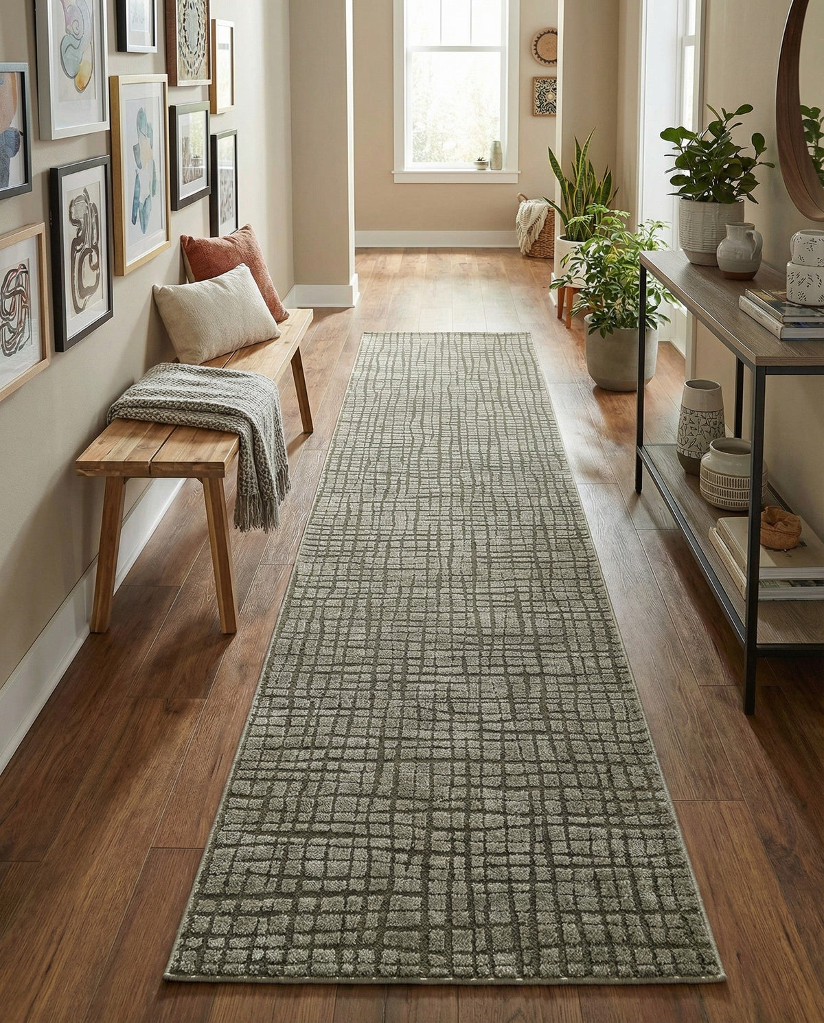 Haven Tapestry Collection Area Rug - WhisperingFalls Runner Vintage Army Green  lifestyle 72