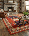 Tabriz Tapestries Collection Area Rug - Azerbaijan (Terracotta) Rectangle Terracotta  lifestyle 21