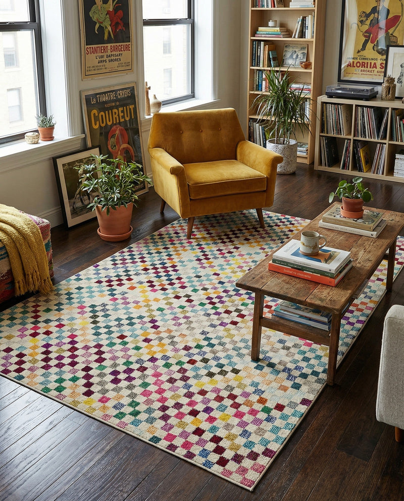 Chromatic Oasis Collection Area Rug -  Flora Rectangle Multi  lifestyle 5