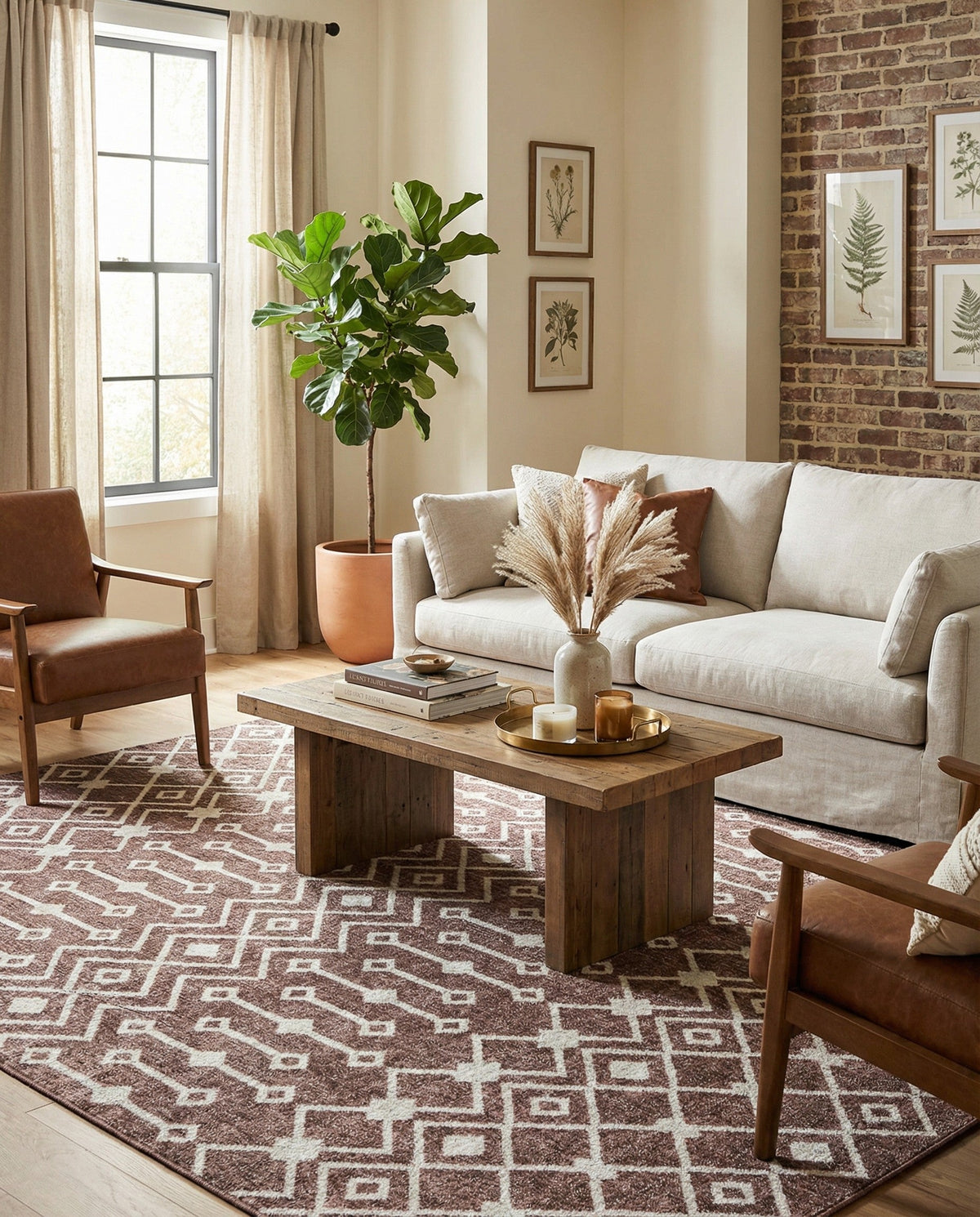 Geo Garden Lattice Collection Area Rug -  Andalusia Rectangle Dusty Rose  lifestyle 29