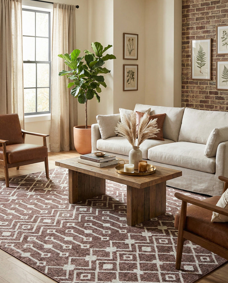 Geo Garden Lattice Collection Area Rug -  Andalusia Rectangle Dusty Rose  lifestyle 29