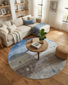 Zagros Shades Collection Area Rug -  Sisakht Round Blue Gray  lifestyle 61