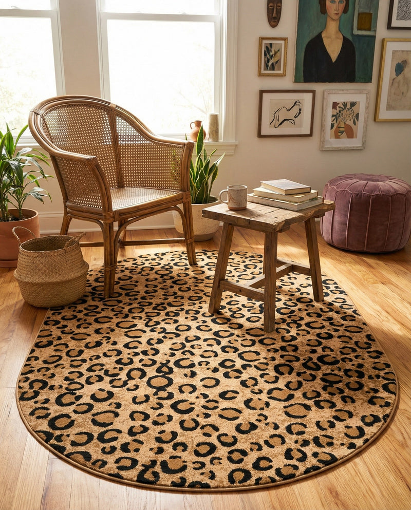 Savannah Sojourn Collection Area Rug -  Mara Oval Light Brown  lifestyle 55