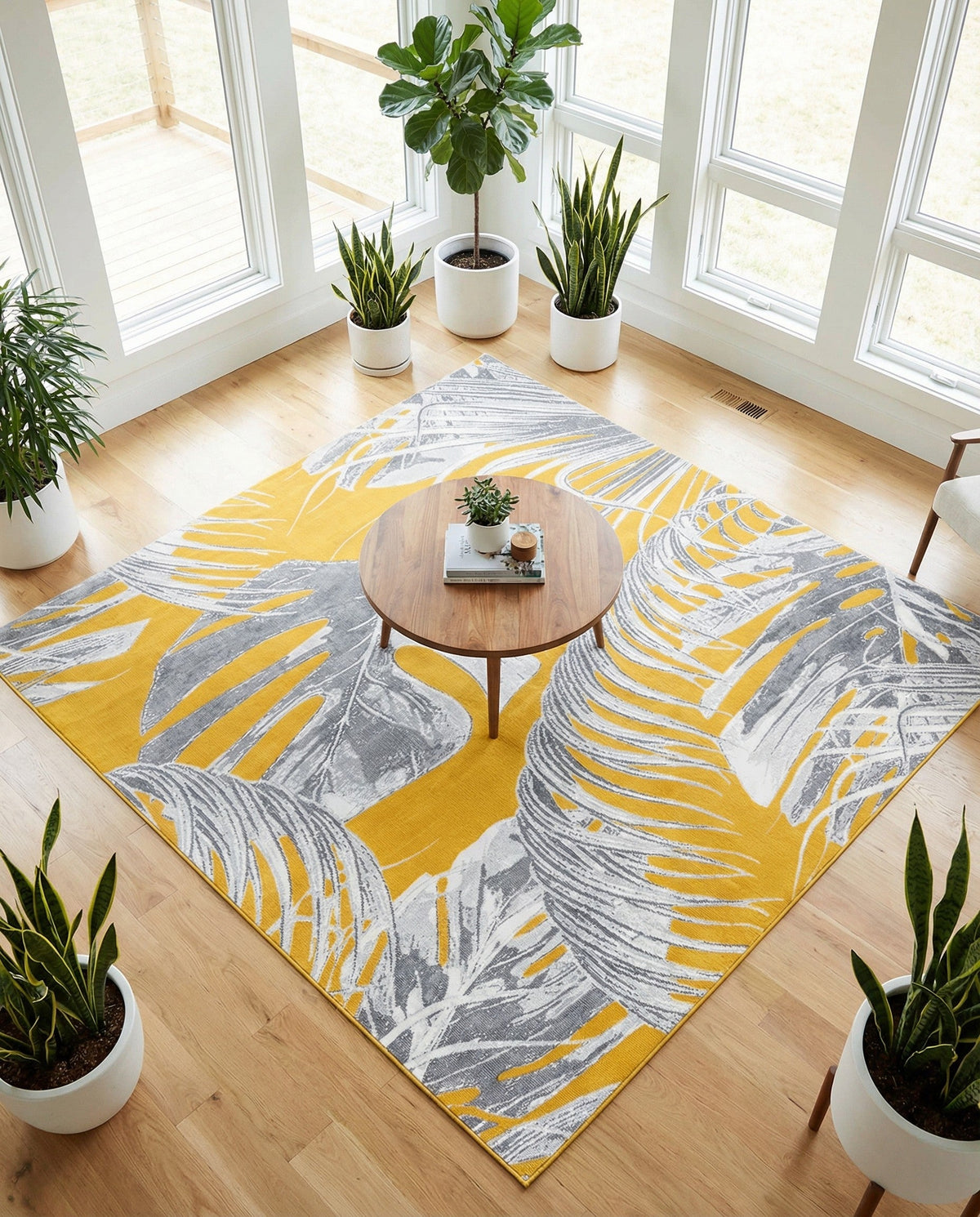 Meadow Breeze Collection Area Rug -  Clover Square Yellow  lifestyle 98