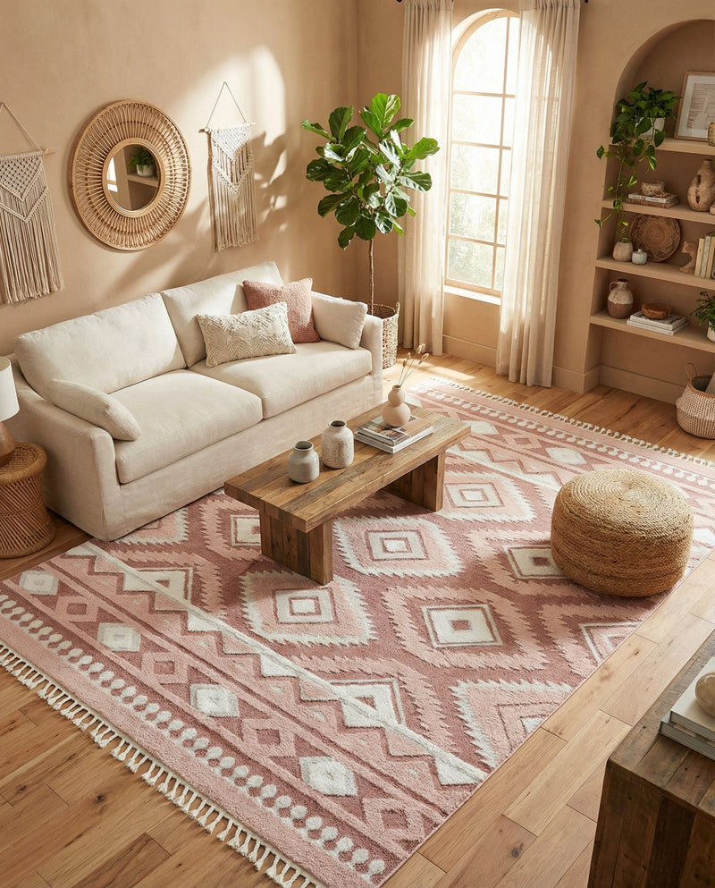 Sahara Chic Collection Area Rug -  Fez Rectangle Pink  lifestyle 32