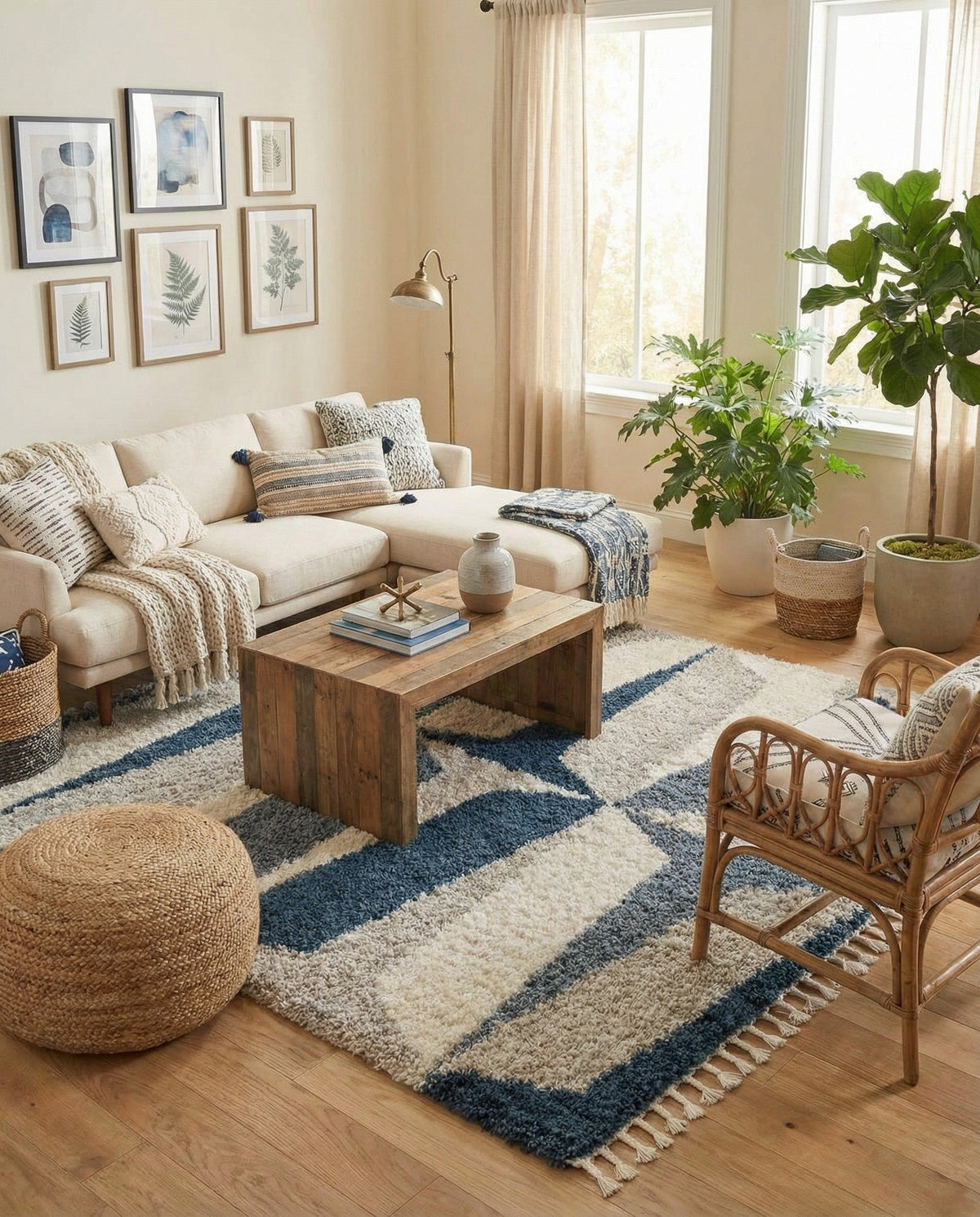 Cozy Cove Shag Collection Area Rug -  Tidewater Square Blue  lifestyle 78