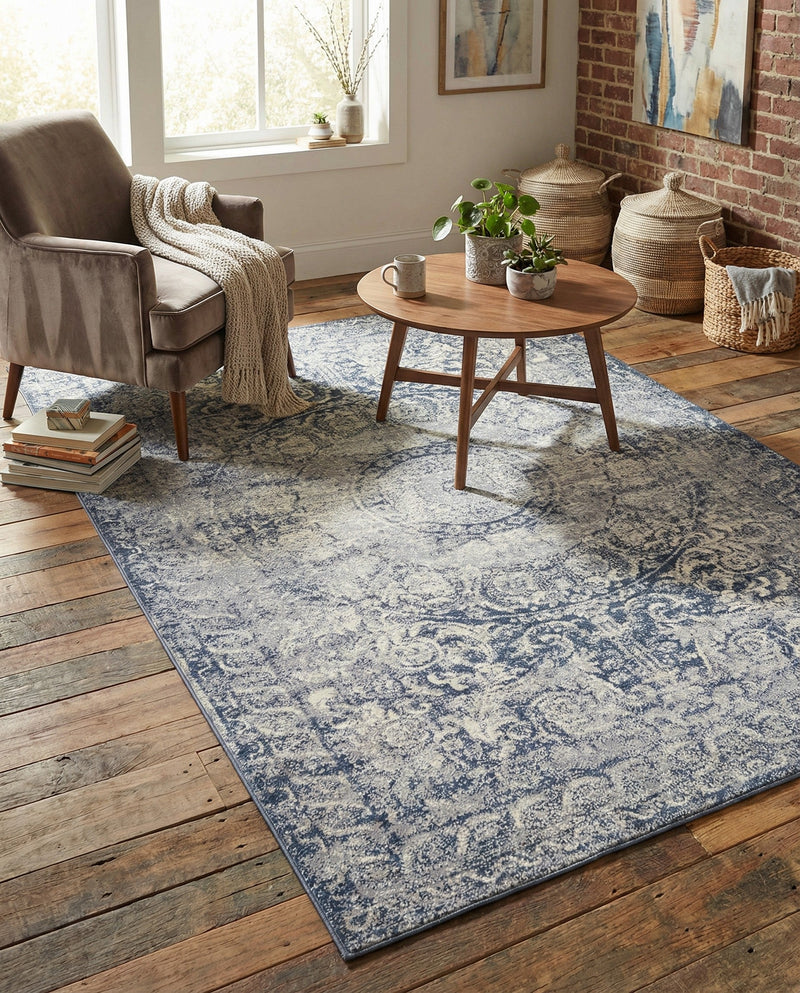Coastal Manor Collection Area Rug -  Sailview Rectangle Dark Blue  lifestyle 14