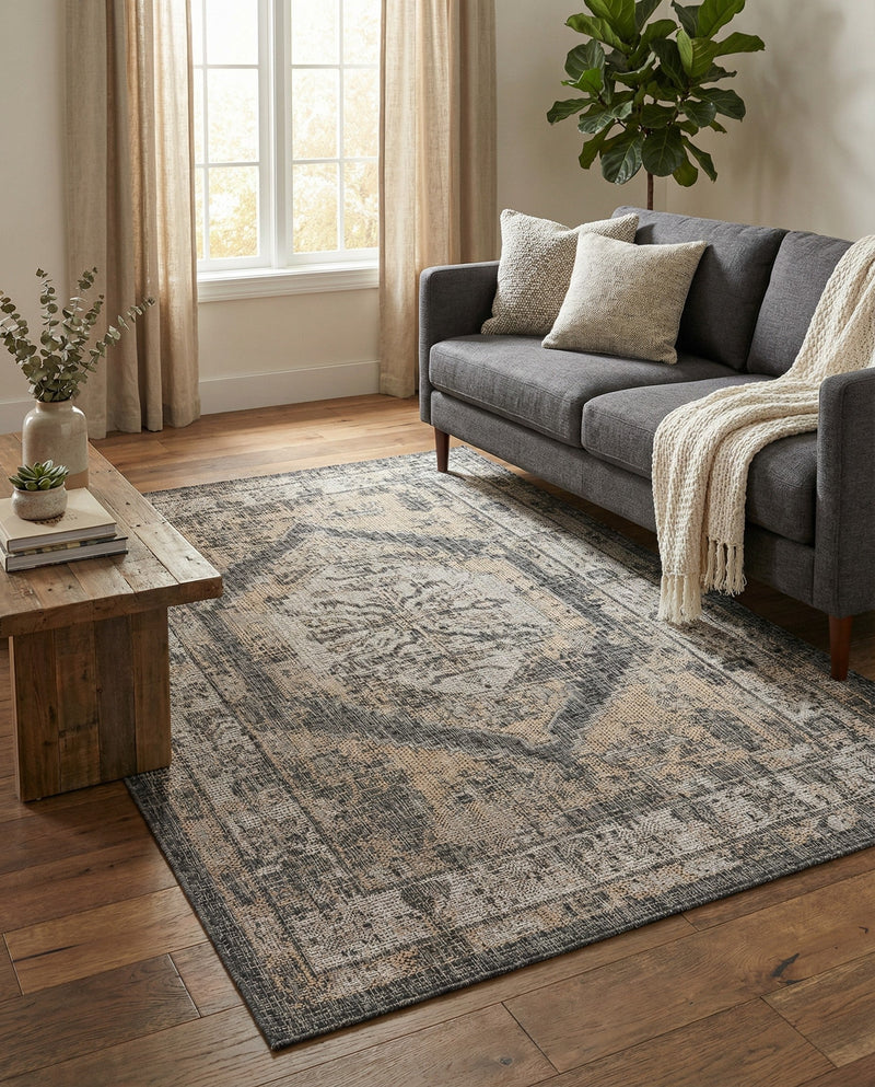 Patio Heritage Collection Area Rug -  Augusta (Charcoal) Rectangle Charcoal  lifestyle 18