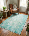 Bazaar Chic Collection Area Rug -  Taza Rectangle Turquoise  lifestyle 11
