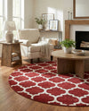 Lattice Gardens Collection Area Rug -  Bloomfield (Dark Terracotta) Round Dark Terracotta  lifestyle 33