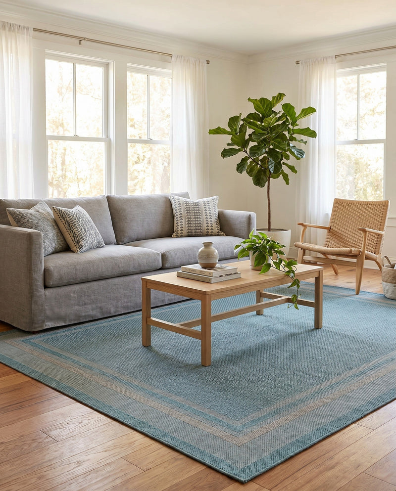 Terrace Fringe Collection Area Rug - Veranda (Aquamarine) Rectangle Aquamarine  lifestyle 21