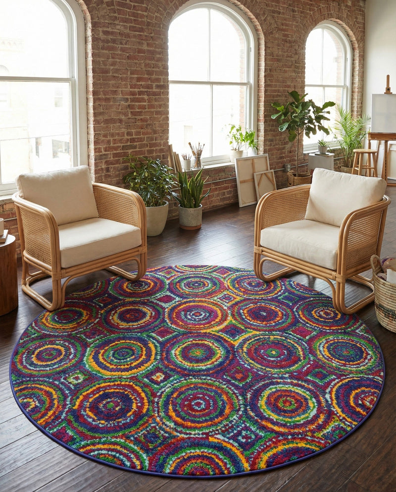 Caribbean Cove Collection Area Rug -  Vincent Round Multi  lifestyle 33