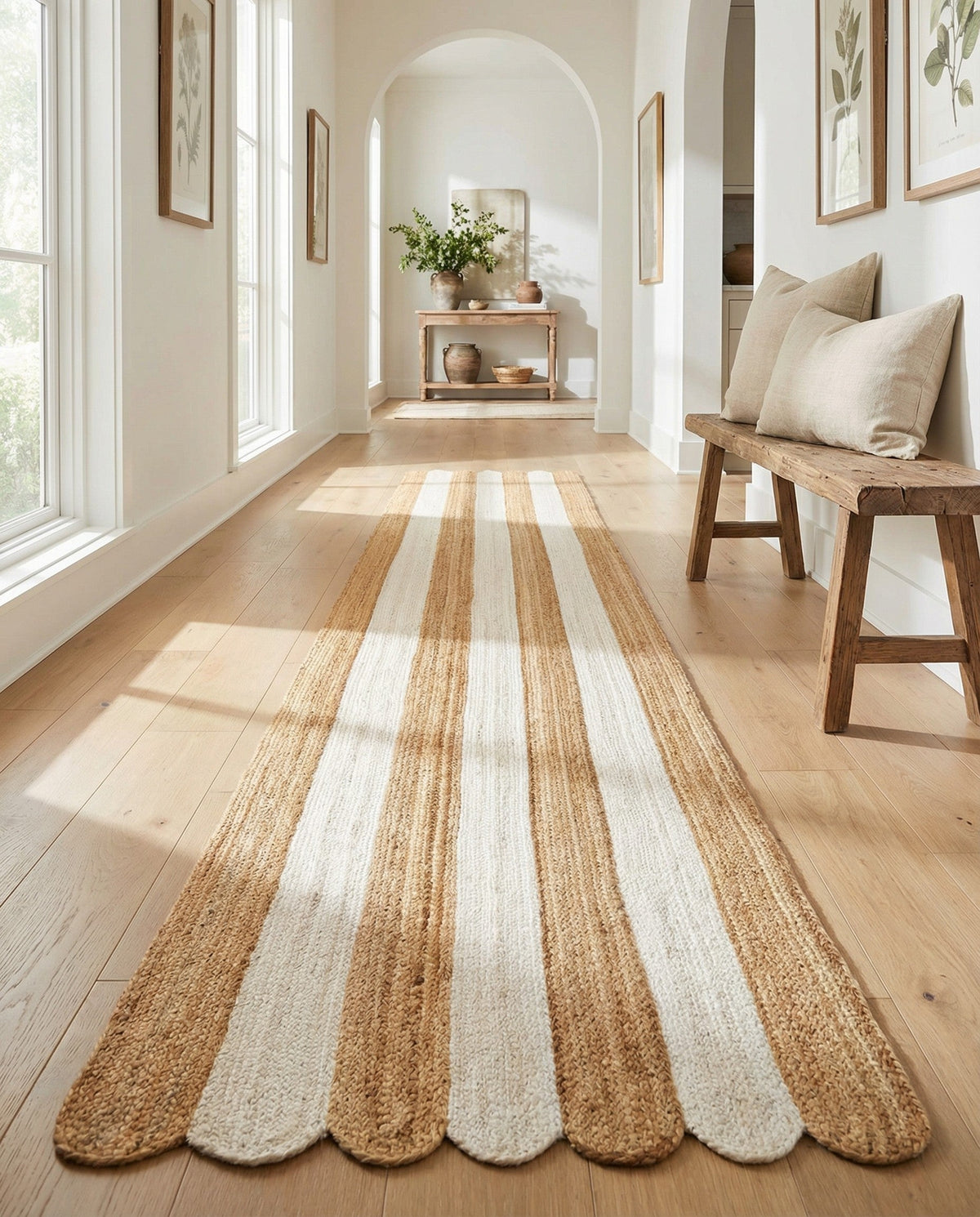 Serenity Braided Jute Collection Area Rug - Luna Runner Natural and Ivory  lifestyle 51