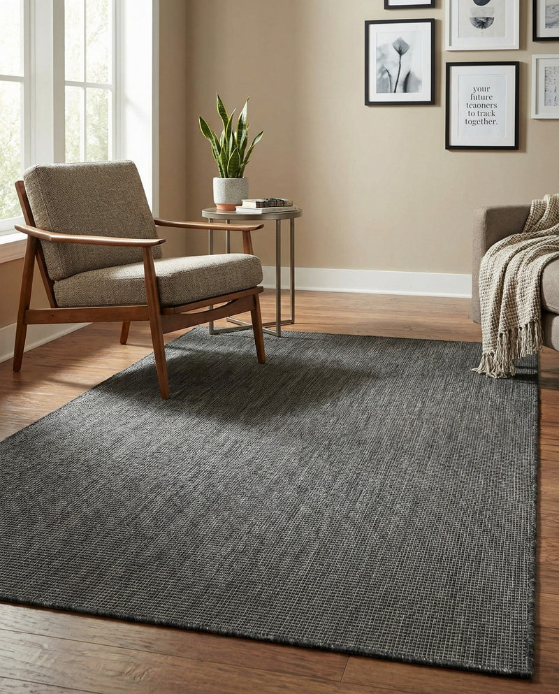Seaside Serenity Collection Area Rug - Veranda (Black) Rectangle Black  lifestyle 48