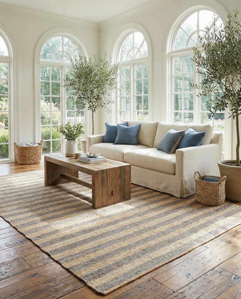 Woven Seaside Jute Collection Area Rug - Nantucket Rectangle Gray Ivory  lifestyle 40