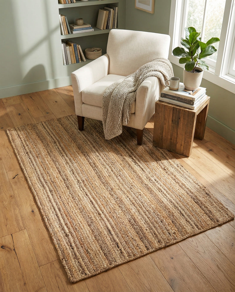 Woven Seaside Jute Collection Area Rug - Savannah (Natural) Rectangle Natural  lifestyle 30