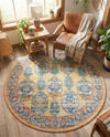 Seville Stripes Collection Area Rug -  Granada (Yellow) Round Yellow  lifestyle 65