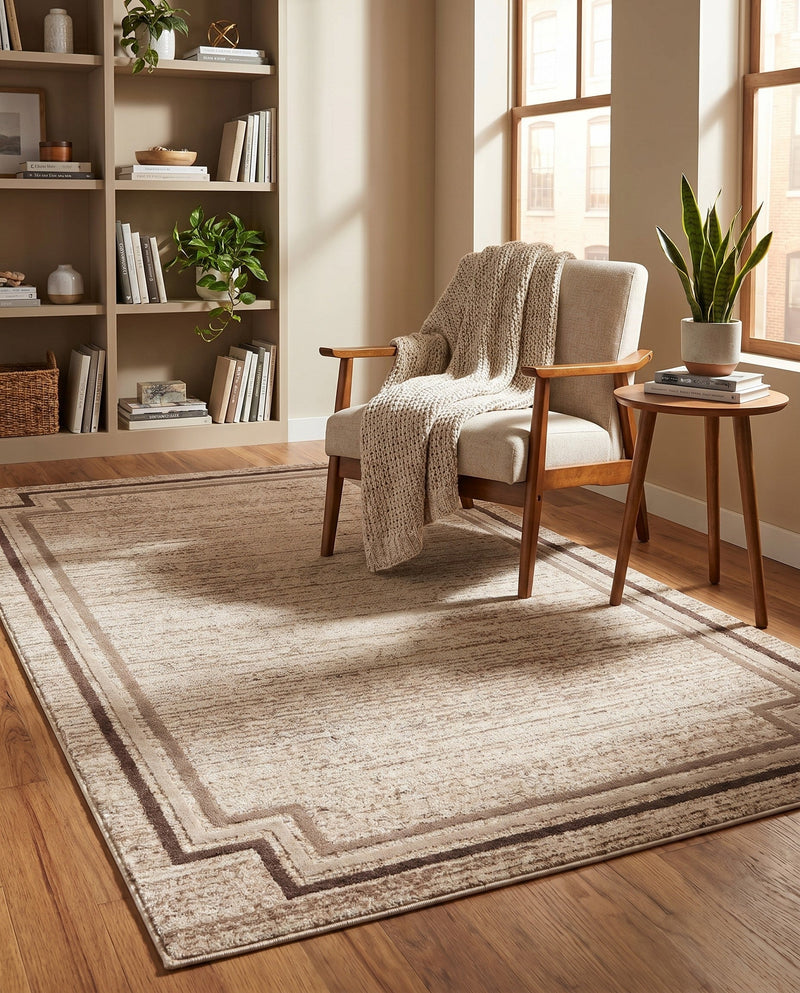 Serenity Sands Collection Area Rug -  Hushhaven Rectangle Brown  lifestyle 17