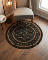 Samarkand Elegance Collection Area Rug -  Margilan (Dark Green) Round Dark Green  lifestyle 78