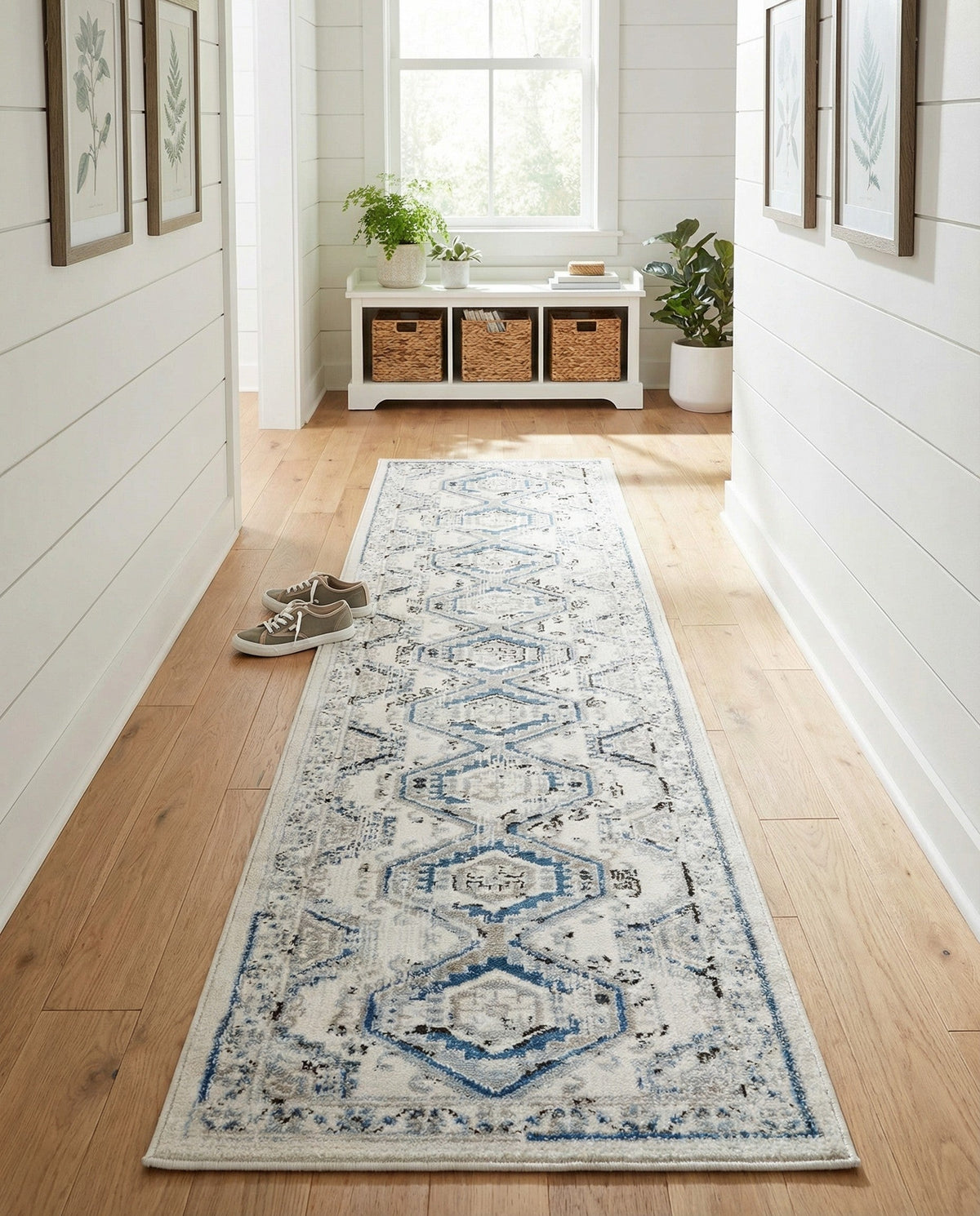 Savannah Elegance Collection Area Rug -  Tybee (Ivory Aqua) Runner Ivory Aqua  lifestyle 86
