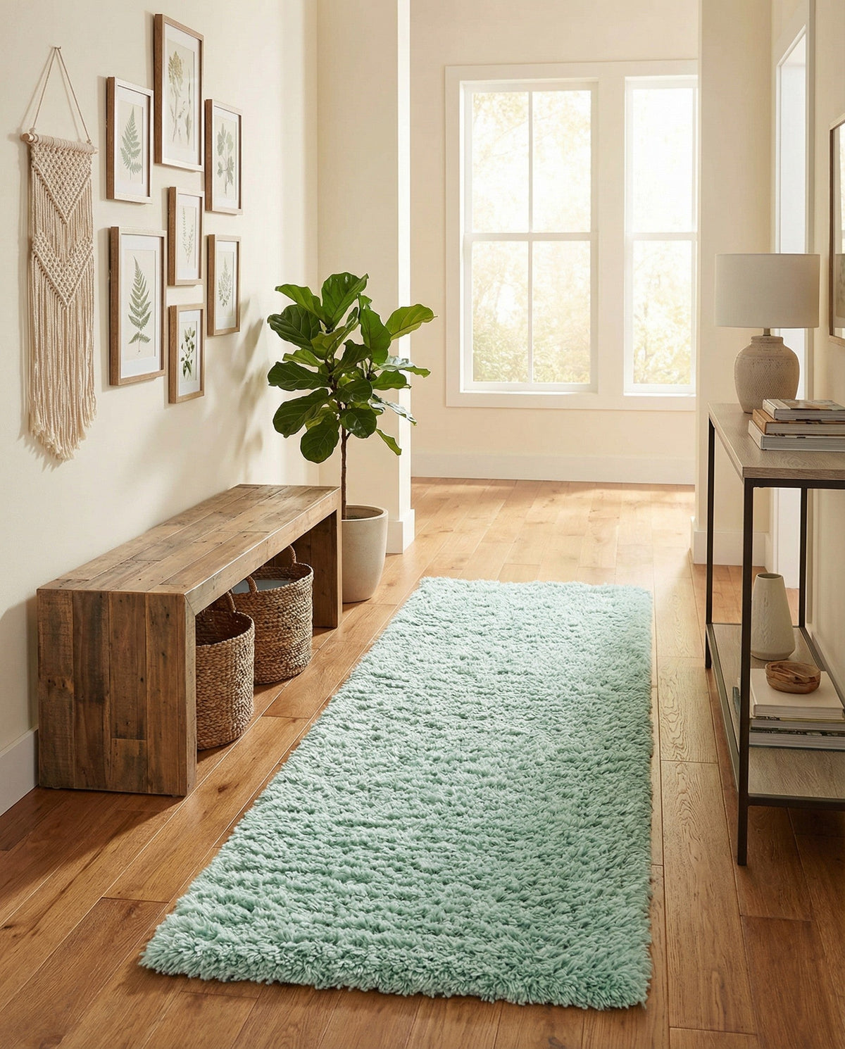 Eternal Plush Oasis Collection Area Rug -  Tranquility (Cyan) Runner Cyan  lifestyle 66