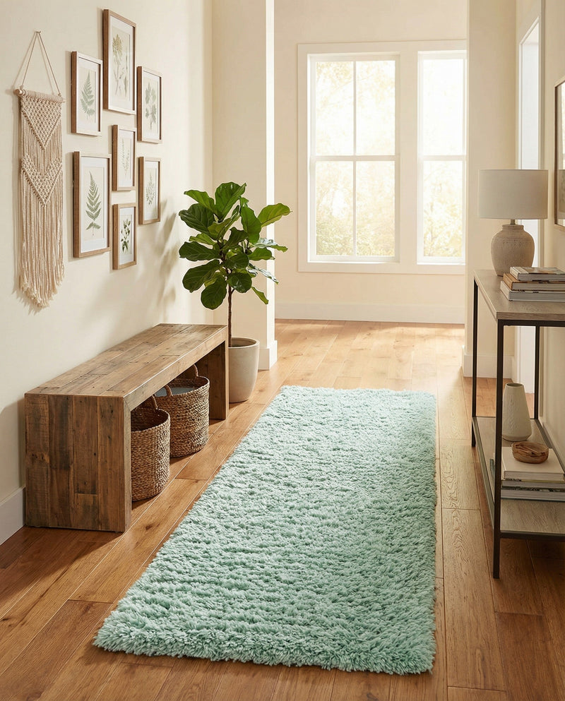 Eternal Plush Oasis Collection Area Rug -  Tranquility (Cyan) Runner Cyan  lifestyle 66