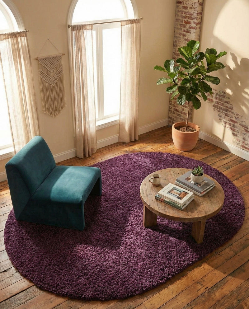 Plush Oasis Collection Area Rug - Serenity (Eggplant Purple) Oval Eggplant Purple  lifestyle 76