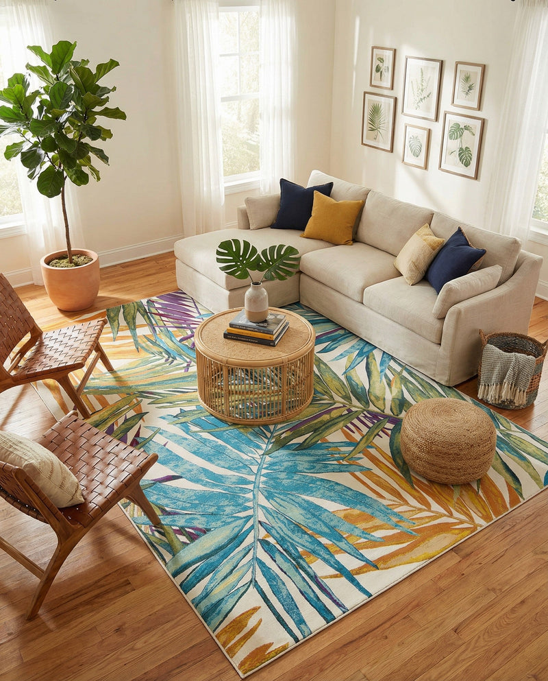 Seaside Blooms Collection Area Rug -  Arcadia Rectangle Multi  lifestyle 44