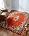 Tabriz Tapestry Collection Area Rug - Azerbaijan (Terracotta) Rectangle Terracotta  lifestyle 21