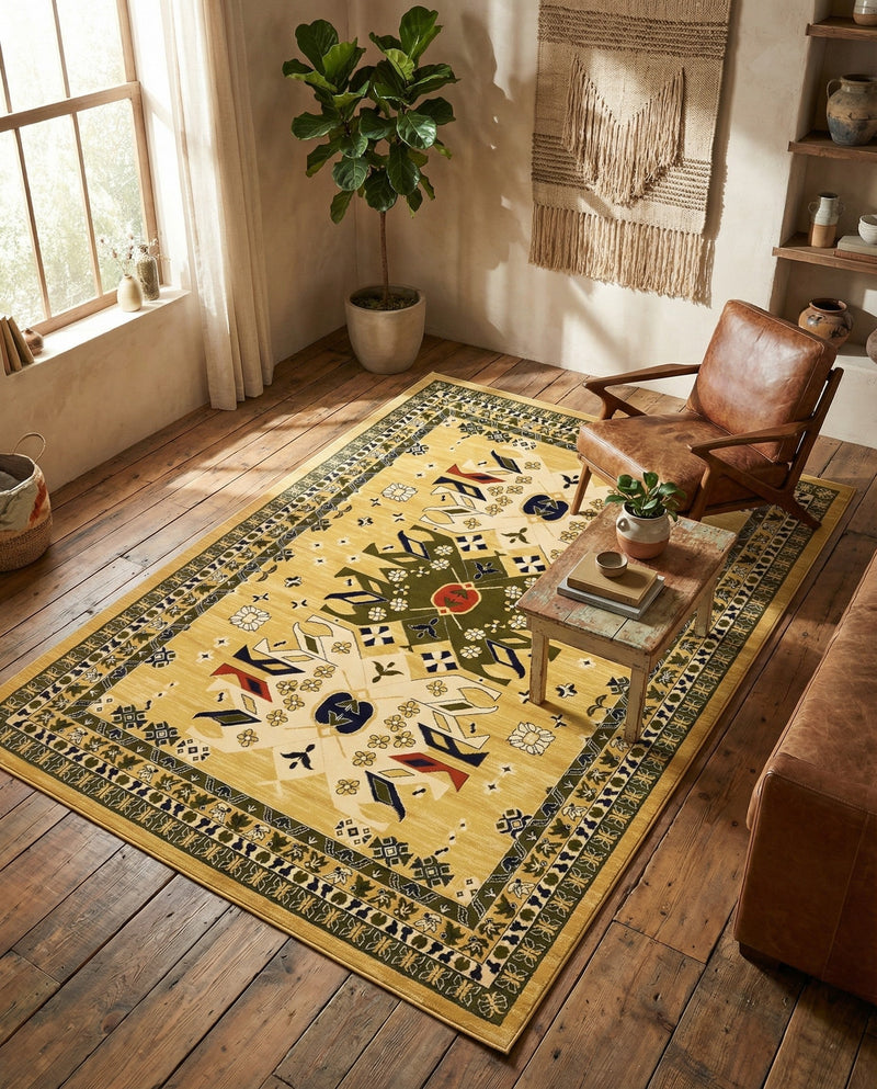 Tabriz Tapestries Collection Area Rug - Azerbaijan (Cream) Rectangle Cream  lifestyle 24