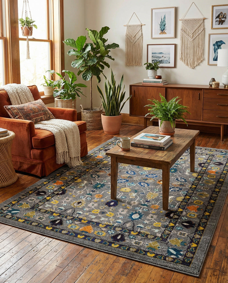 Chateau Elegance Collection Area Rug -  Luxembourg Rectangle Gray  lifestyle 14
