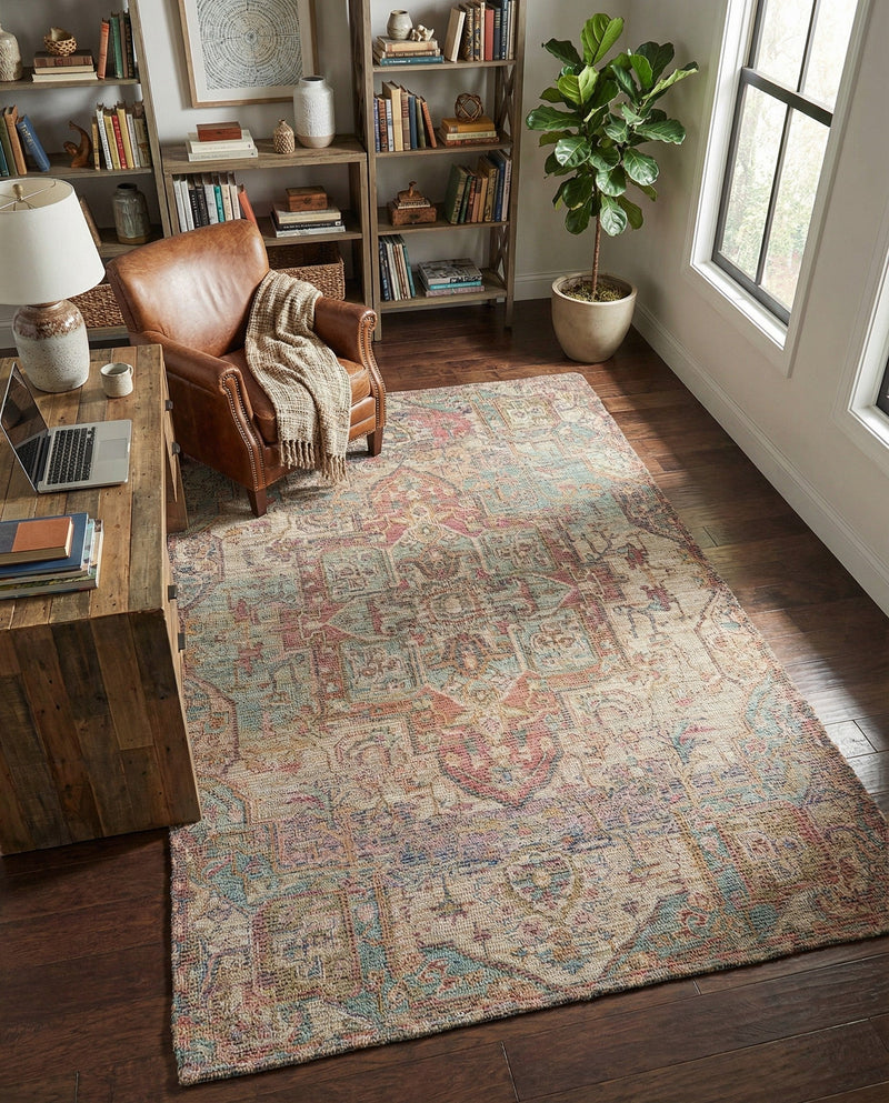 Savannah Threads Collection Area Rug -  Karoo Rectangle Antique Red and Blue  lifestyle 21