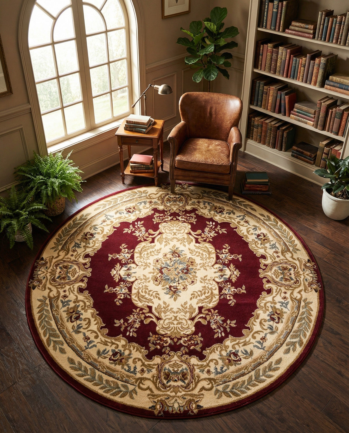 Versailles Elegance Collection Area Rug -  Vincennes Round Red  lifestyle 130