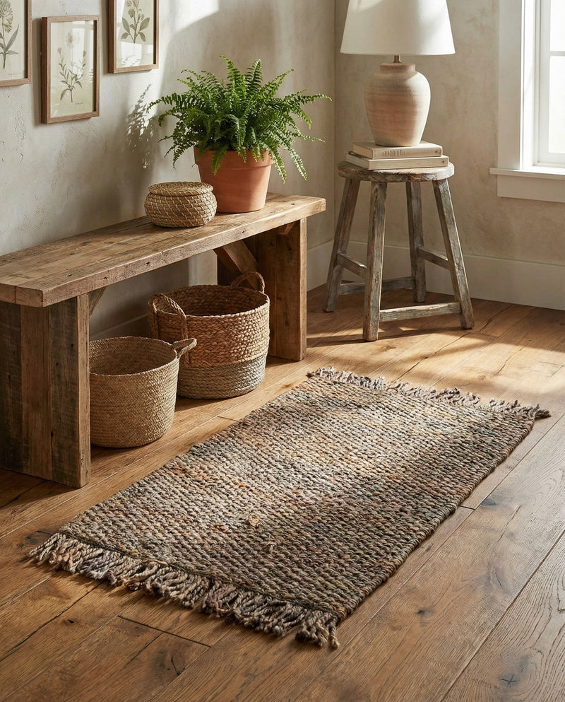 Savannah Jute Collection Area Rug - Seashore Rectangle Gray  lifestyle 11