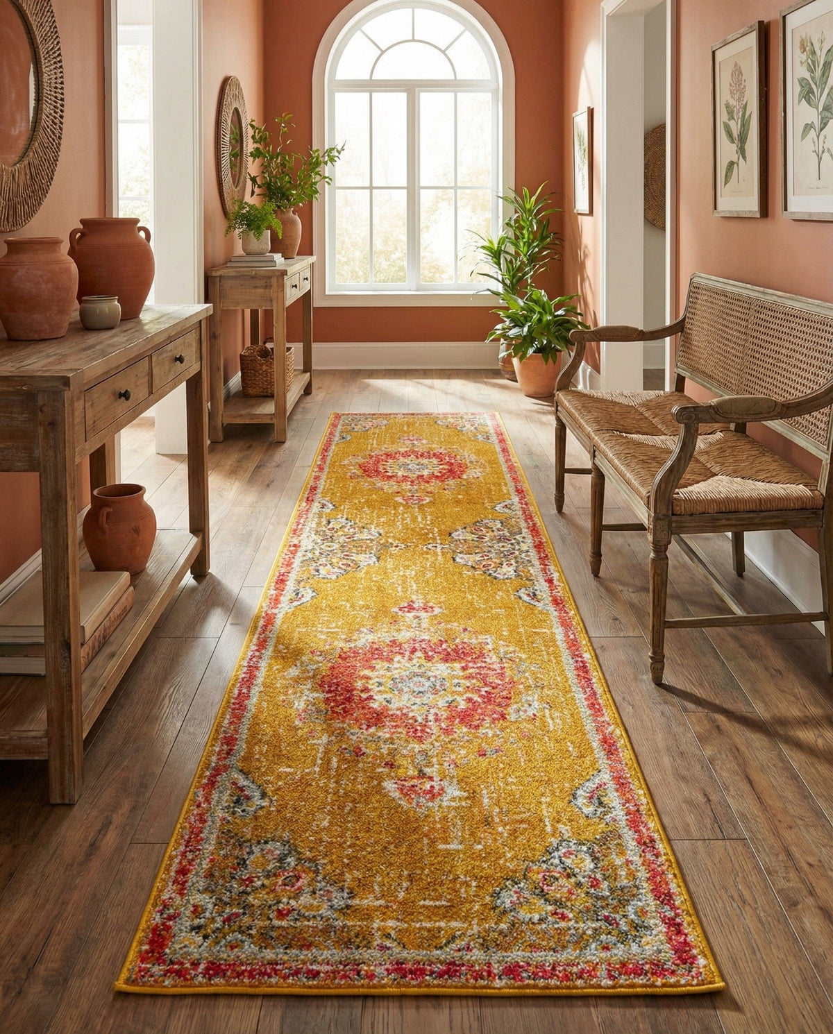 Brighton Terrace Collection Area Rug - Hove (Gold) Runner Gold  lifestyle 68