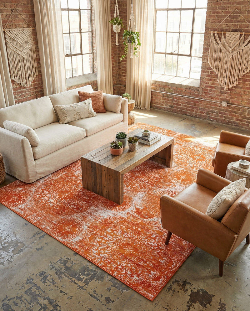 Riviera Elegance Collection Area Rug -  Monaco (Orange) Rectangle Orange  lifestyle 12