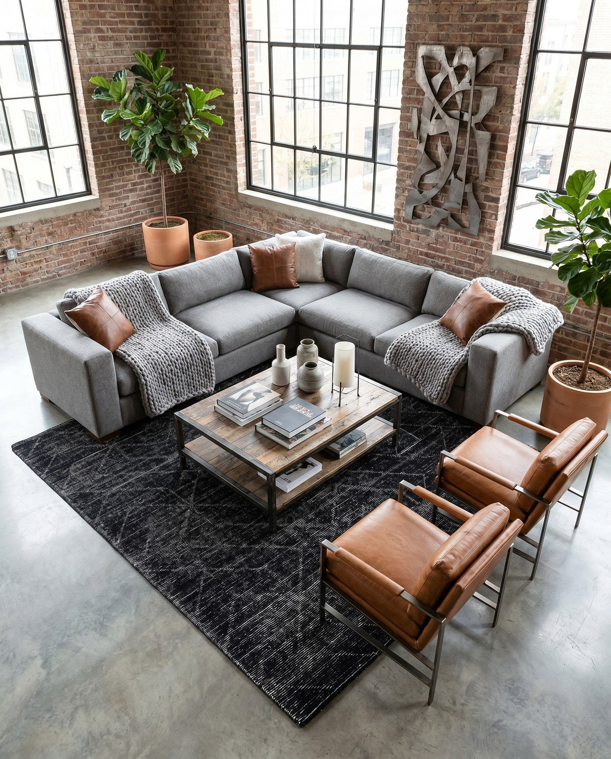 Nordic Loom Geometric Collection Area Rug - Oslo Rectangle Jet Black  lifestyle 71