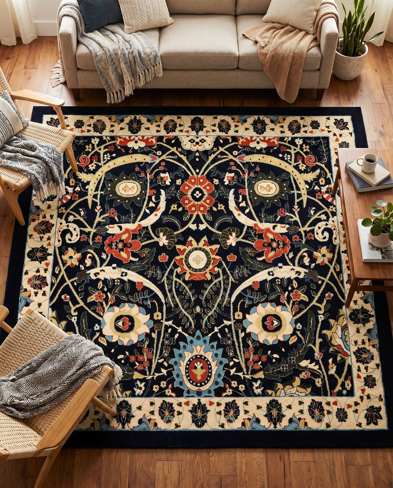 Tabriz Tapestry Collection Area Rug - Sahand (Navy Blue) Square Navy Blue  lifestyle 55