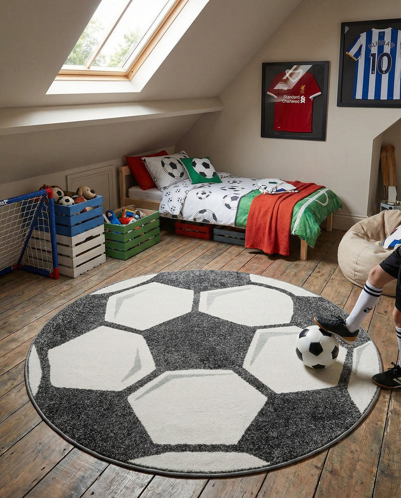 Wonder Tykes Collection Area Rug -  Mirth Round Black and White  lifestyle 10