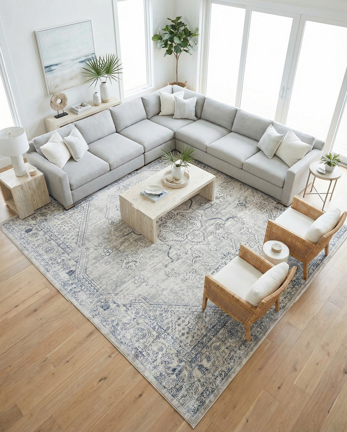 Coastal Haven Collection Area Rug -  Marina Square Gray  lifestyle 204