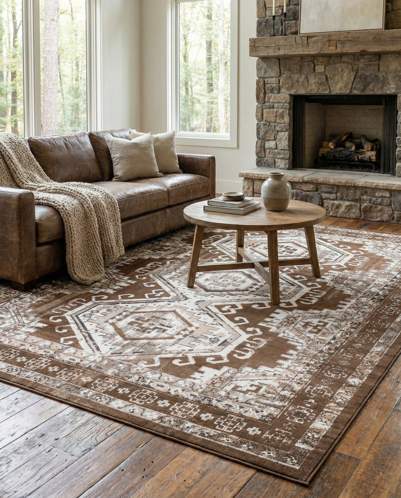 Savannah Elegance Collection Area Rug -  Tybee (Brown) Rectangle Brown  lifestyle 17