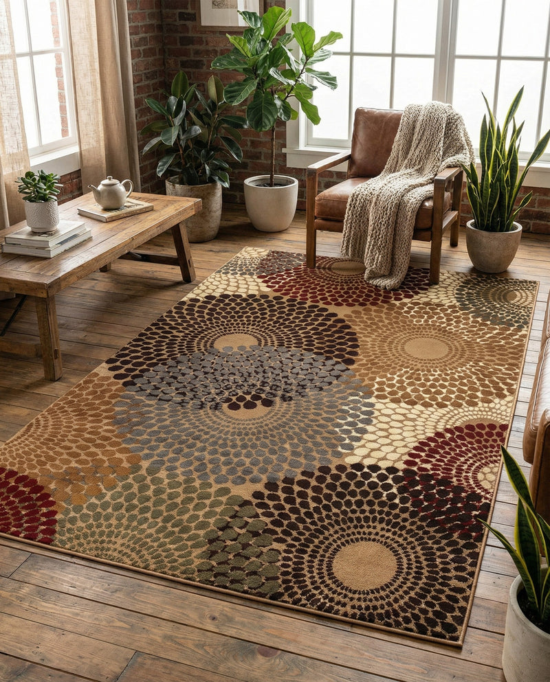 Bistro Lounge Collection Area Rug -  Cappuccino Rectangle Beige  lifestyle 12