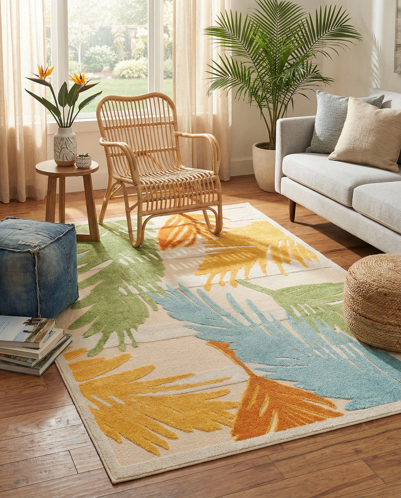 Bahama Breeze Outdoor Collection Area Rug -  CatCay Rectangle Beige  lifestyle 32