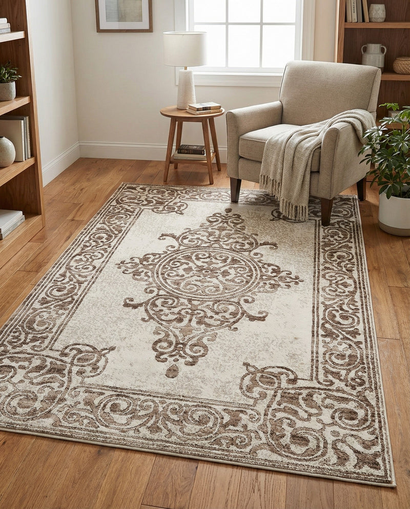 Sanctuary Retreat Collection Area Rug - Haven Rectangle Chocolate Brown  lifestyle 22
